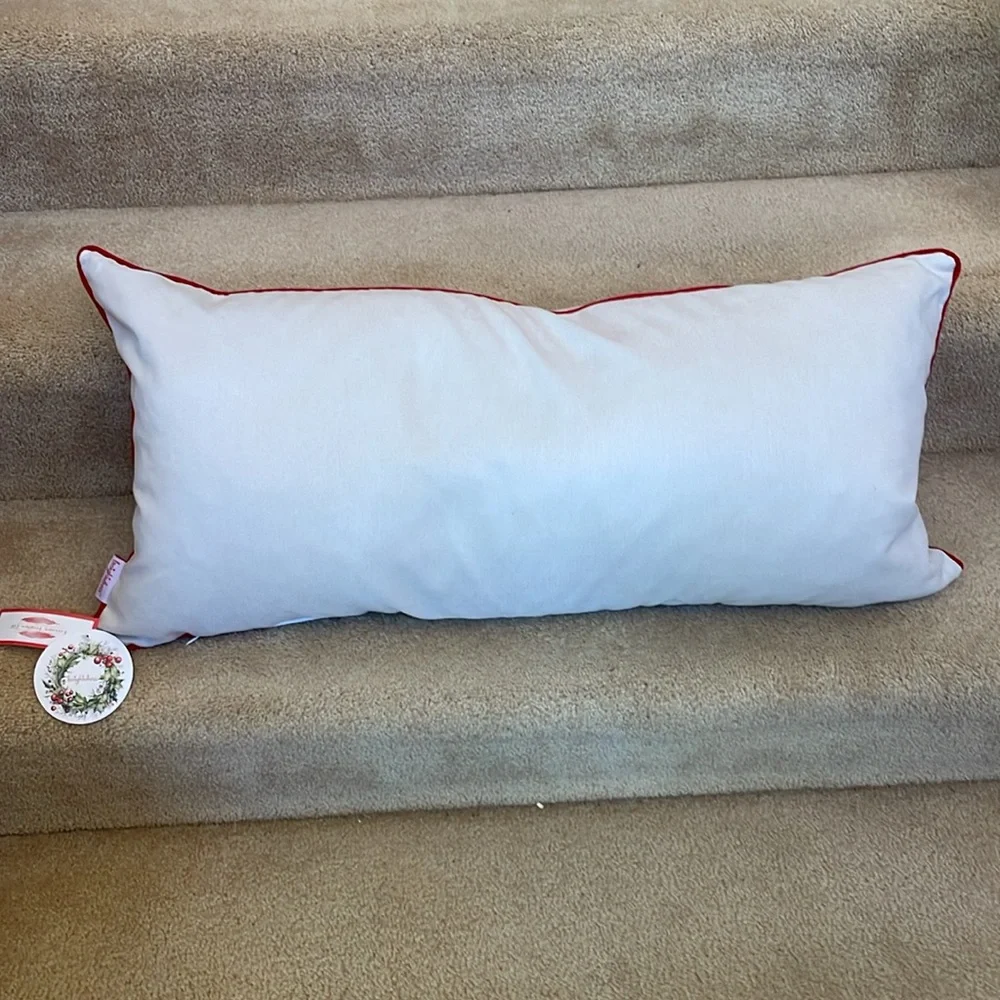 Long feather dachshund holiday themed pillow with handcrafted details.